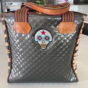 Consuela skull metallic tote
